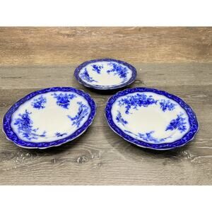 TOURAINE LUNCH PLATES 8 3/4" Stanley Pottery ENGLAND Porcelain Gold Trim ~3 Pc